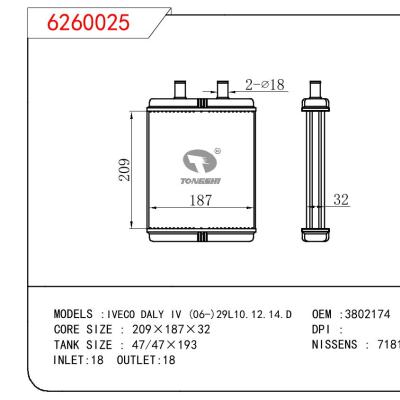 适用于FIAT IVECO DALY IV (06-) 29L 10.12.14.D OEM:3802174