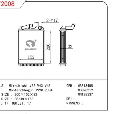 适用于三菱V32 V43 V45/MonteroShogun 1990-2004暖风 OEM : MB813485/MB898519/MN188337
