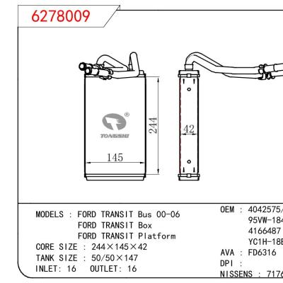 适用于FORD FORD TRANSIT BUS 00-06/FORD TRANSIT BOX/FORD TRANSIT PLATFORM OEM:4042575/4042576/95VW-18476-BC/4166487/YC1H-18B539-BB