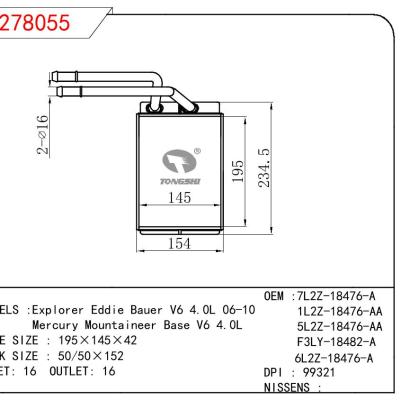 适用于FORD Explorer Eddie Bauer V6 4.0L 06-10/Mercury Mountaineer Base V6 4.0L OEM:7L2Z18476A/1L2Z-18476-AA/5L2Z-18476-AA/F3LY-18482-A/6L2Z-18476-A
