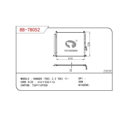 适用于福特 RANGER (TKE) 2.2 TDCI 11- 冷凝器 OEM：5139233/5264360AB3919710AA/AB3919710AB