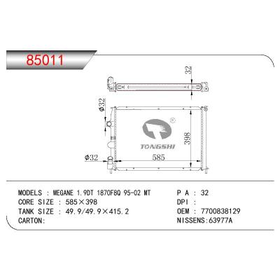 适用于RENAULT MEGANE 1.9DT 1870F8Q OEM:7700838129/7701352606