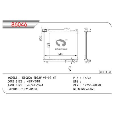 适用于铃木ESCUDO TD32W 98-99 MT散热器 OEM : 17700-78E20